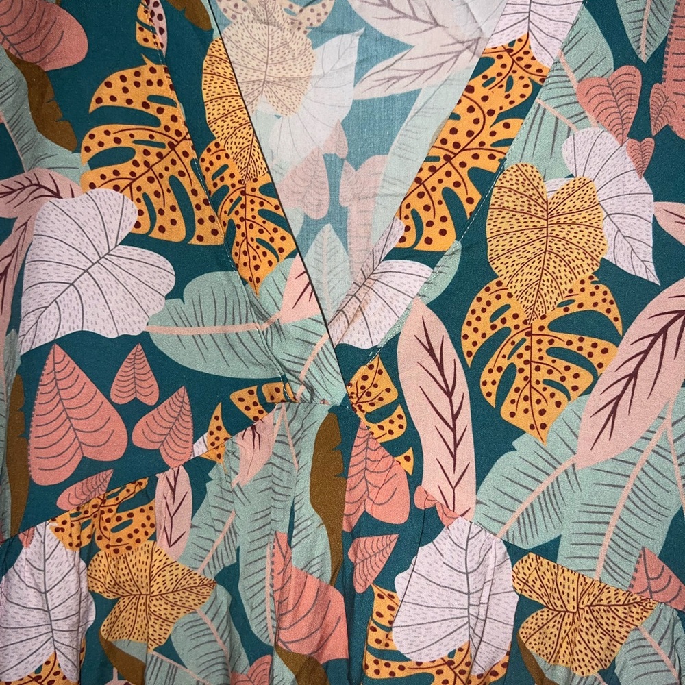 Tropical Leaf Print Dress